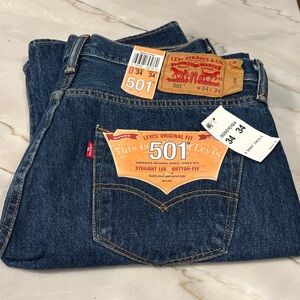 Levi's Men's 501 Straight Jeans - Dark Blue Size 34X34